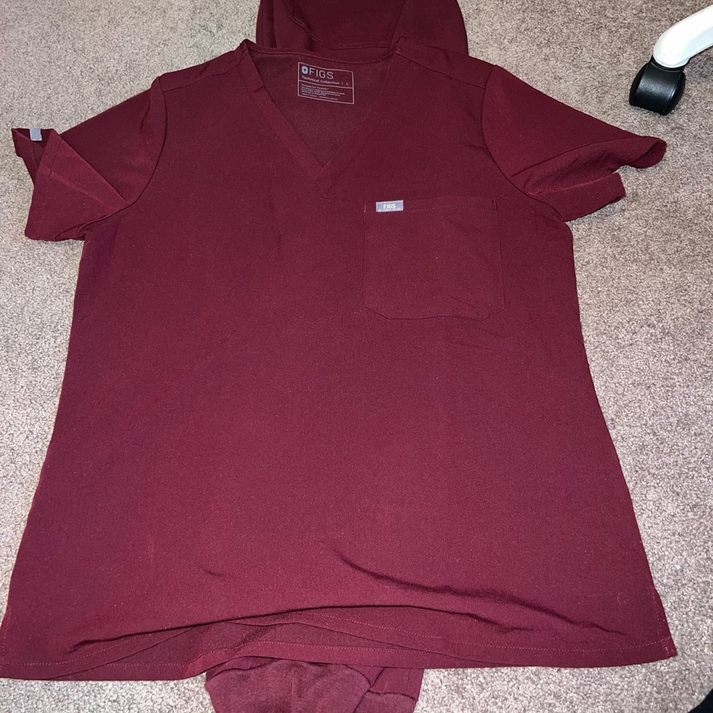 Figs Burgundy Scrubs Size L